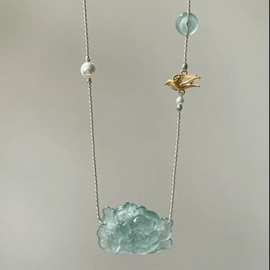 「燕 停」牡丹云编织项链小众设计感气质百搭新中式吊坠新款颈链