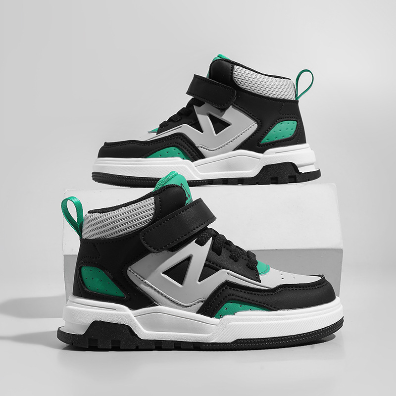 Hochwertige Kinder High Top Sportschuhe Aus Leder Mit Sohle_voghion.com
