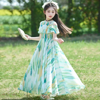 女童碎花连衣裙夏季2026新款儿童雪纺长款裙子女孩中大童夏装长裙