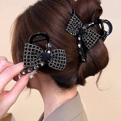 小香風水ドリル蝶ネクタイ軽贅沢団子頭後頭部髪飾りファッション優雅アクリルサメクリップ