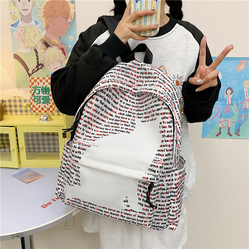 书包美式高颜值背包潮字母时尚休闲防泼水电脑包初高中学生双肩包|undefined