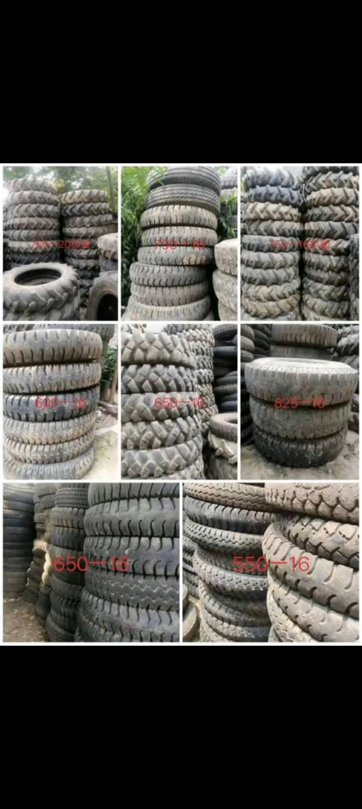 Used Nylon Agricultural Tires 600/650/700/750/825/900/1000 —13 14 16 20