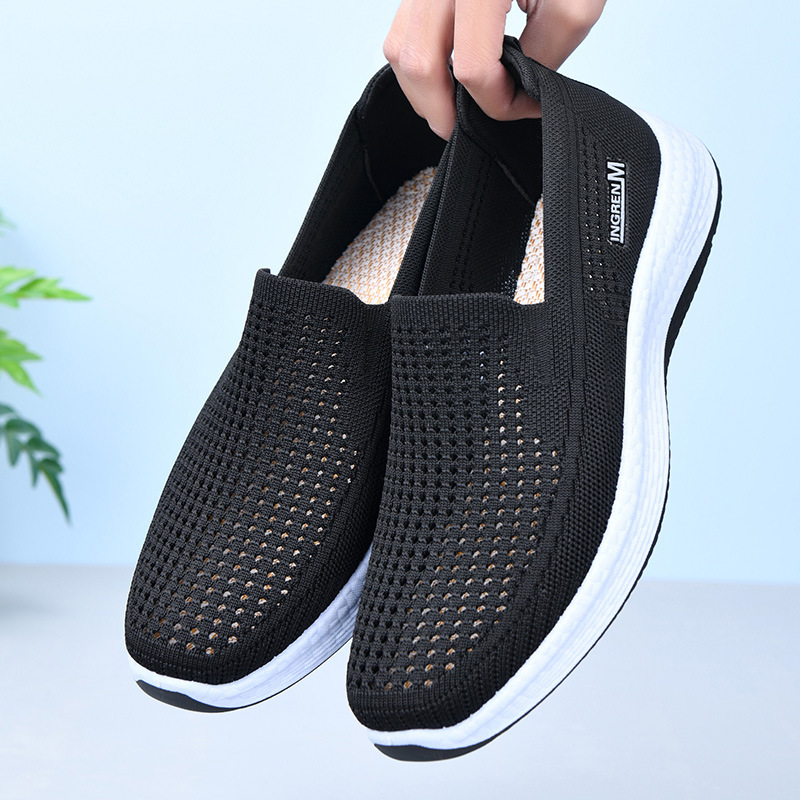 Cloth Shoes Men's Summer Hollow Breathable Mesh Shoes Slip-on Dad Shoes Soft Sole Comfortable Casual Single Shoes Old Beijing Cloth Shoes