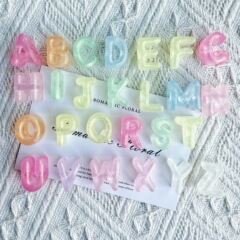 混合色アクリルスルーホールファイングリッターレターアクリルビーズ手作り diy 携帯電話チェーンキーホルダーブレスレットネックレス