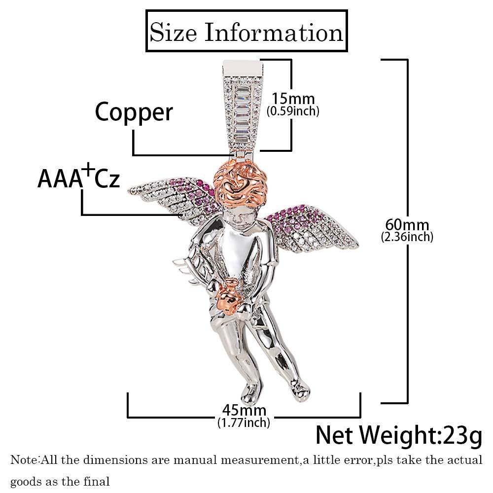 هيب هوب ملاك نحاس ترصيع الزركون مطلي بالذهب رجال قلادة قلادة display picture 1