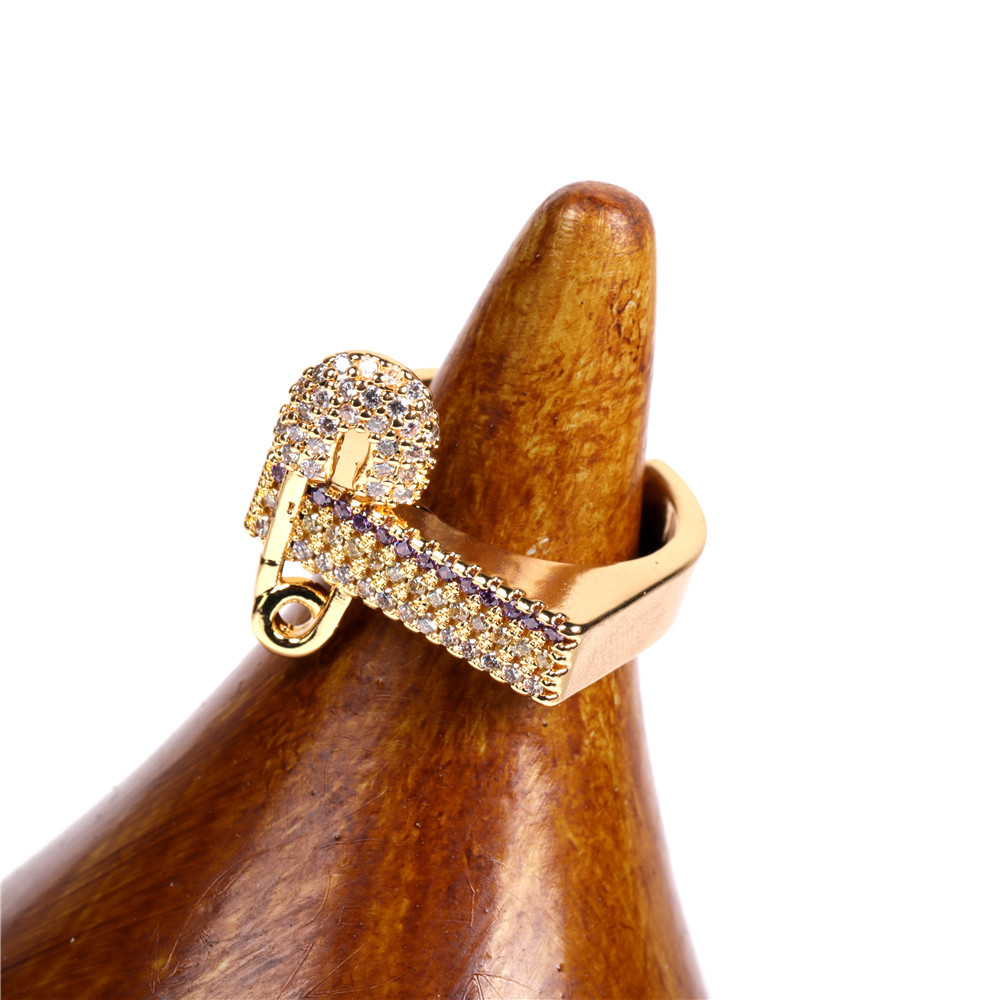 New Diamond Three-color Pin Fashion Open Ring display picture 7