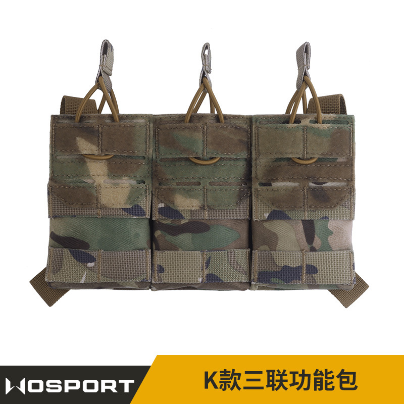 WOSPORT Camouflage 5.56 K Model Triple Storage Bag, M System, compatible with vest and chest rig