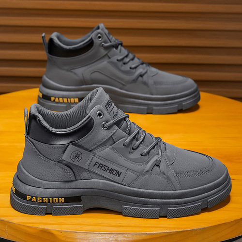 Work safety men's shoes for autumn construction site, anti-slip and wear-resistant, for office work, waterproof, sports workwear, Martin trendy shoes