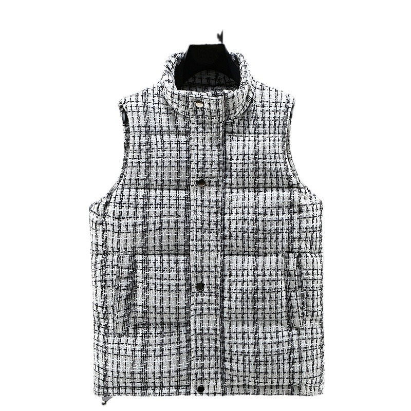 Gilet en coton et soie pour homme, gilet d'hiver tricoté à rayures argentées à paillettes, gilet chaud pour couple, même style_voghion.com