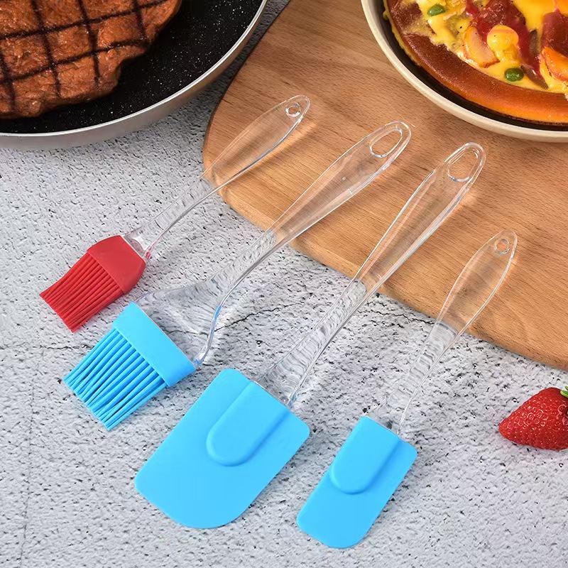 Transparent large-handled silicone spatula BBQ oil brush baking spatula sauce brush cake baking brush