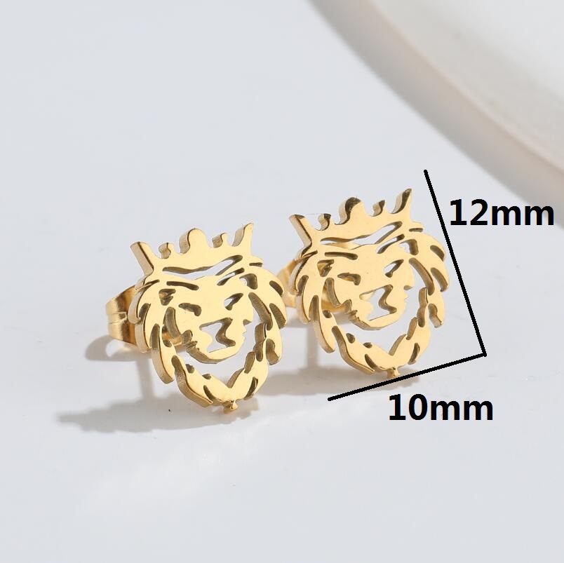 Fashion Lion Titanium Steel Plating Ear Studs 1 Pair