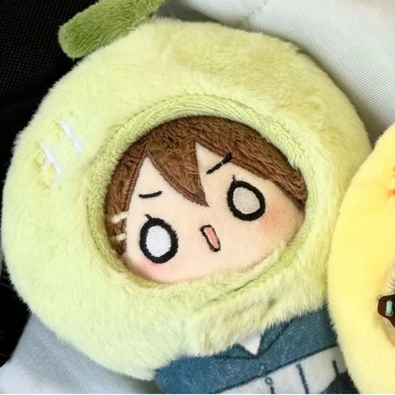 Alto valor facial auto-desprecio melón 10 cm muñeca de algodón cabeza lindo muñeca de peluche muñeca ropa de muñeca colgante
