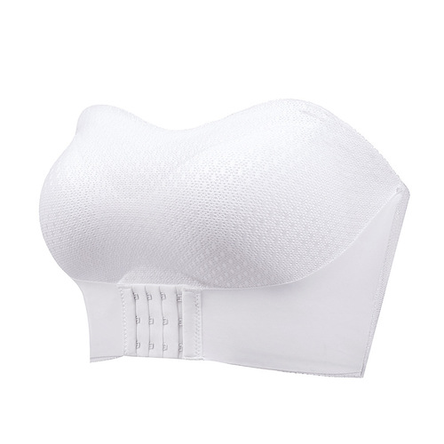 Big breast strapless underwear women's non-slip push-up large size bandeau style pure desire bra white seamless no rim bra
