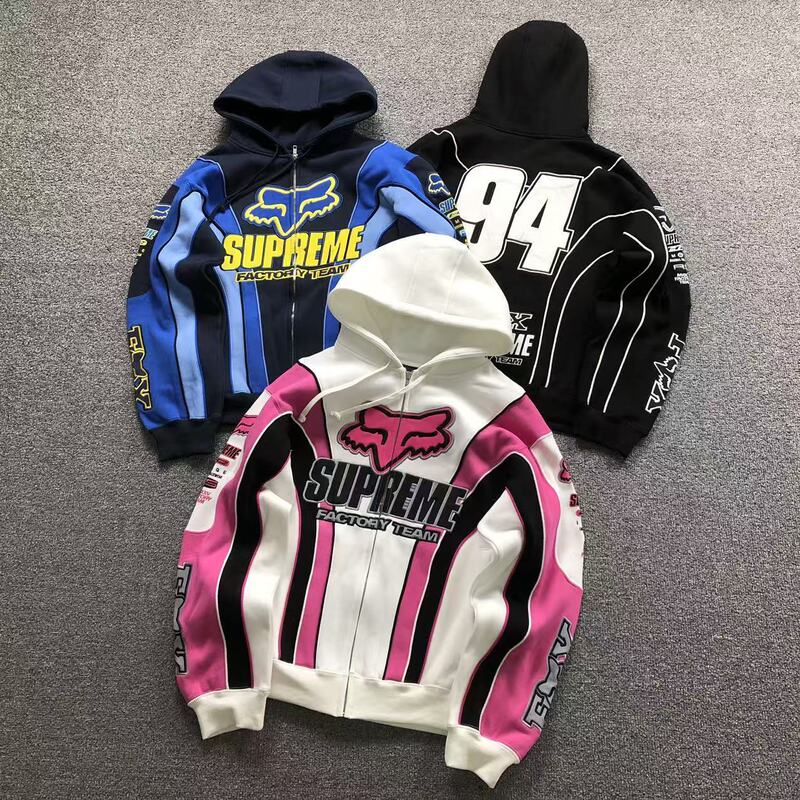 Supreme × Fox Racing Joint Brand Fw25 Week9 Patterned Zip-Up Sweatshirt, Unisex