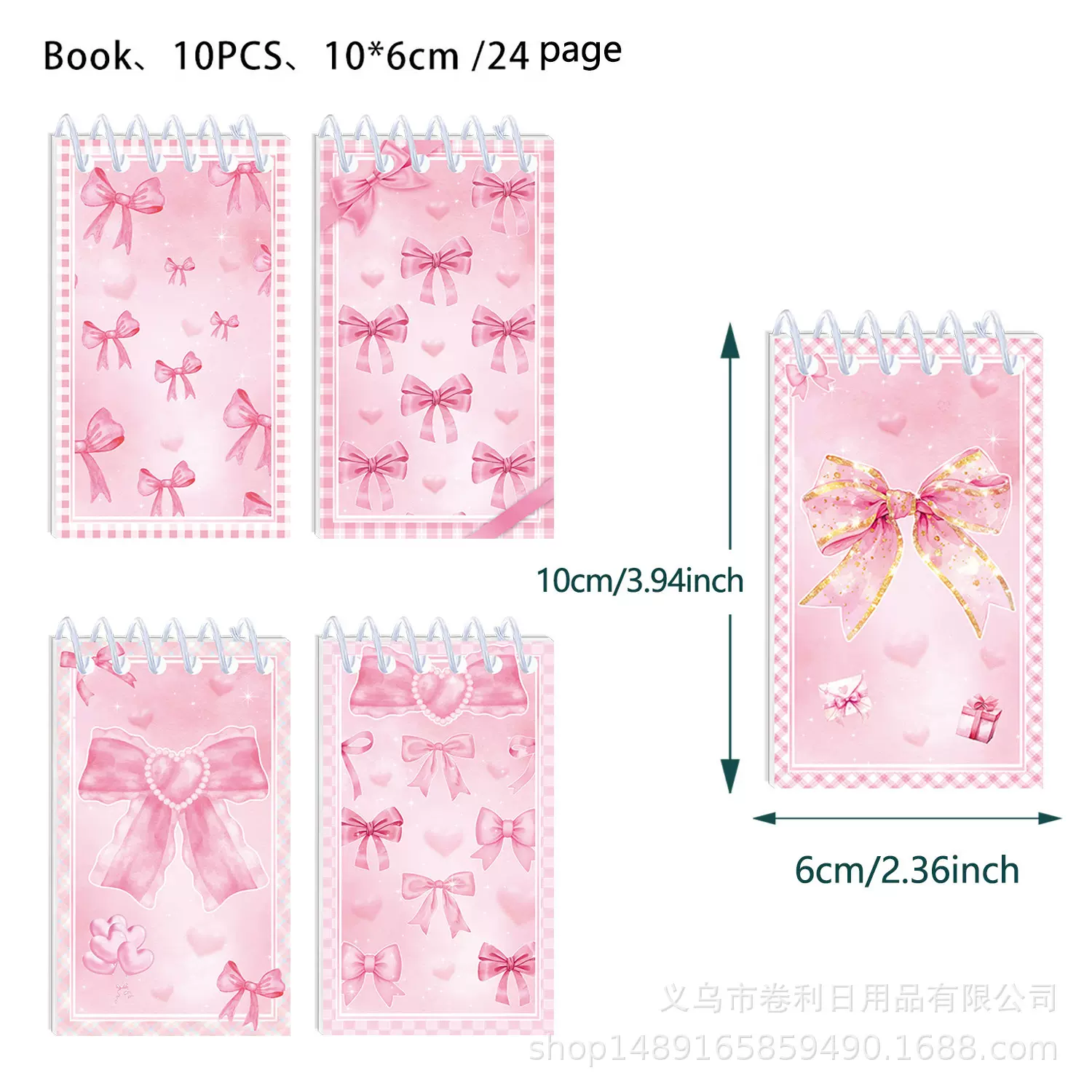 跨境新款蝴蝶结记事本学生随身线圈本蝴蝶结主题日记本迷你记事本