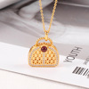 Europe and America new pattern Cross border S925 Sterling Silver Set natural Garnet Pendant Simplicity Choi Bao Bag Necklace wholesale