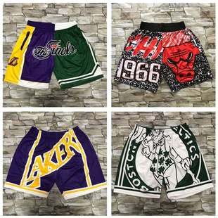 Ball pants wholesale Los Angeles Lakers retro pocket dense embroidered shorts foreign trade in stock