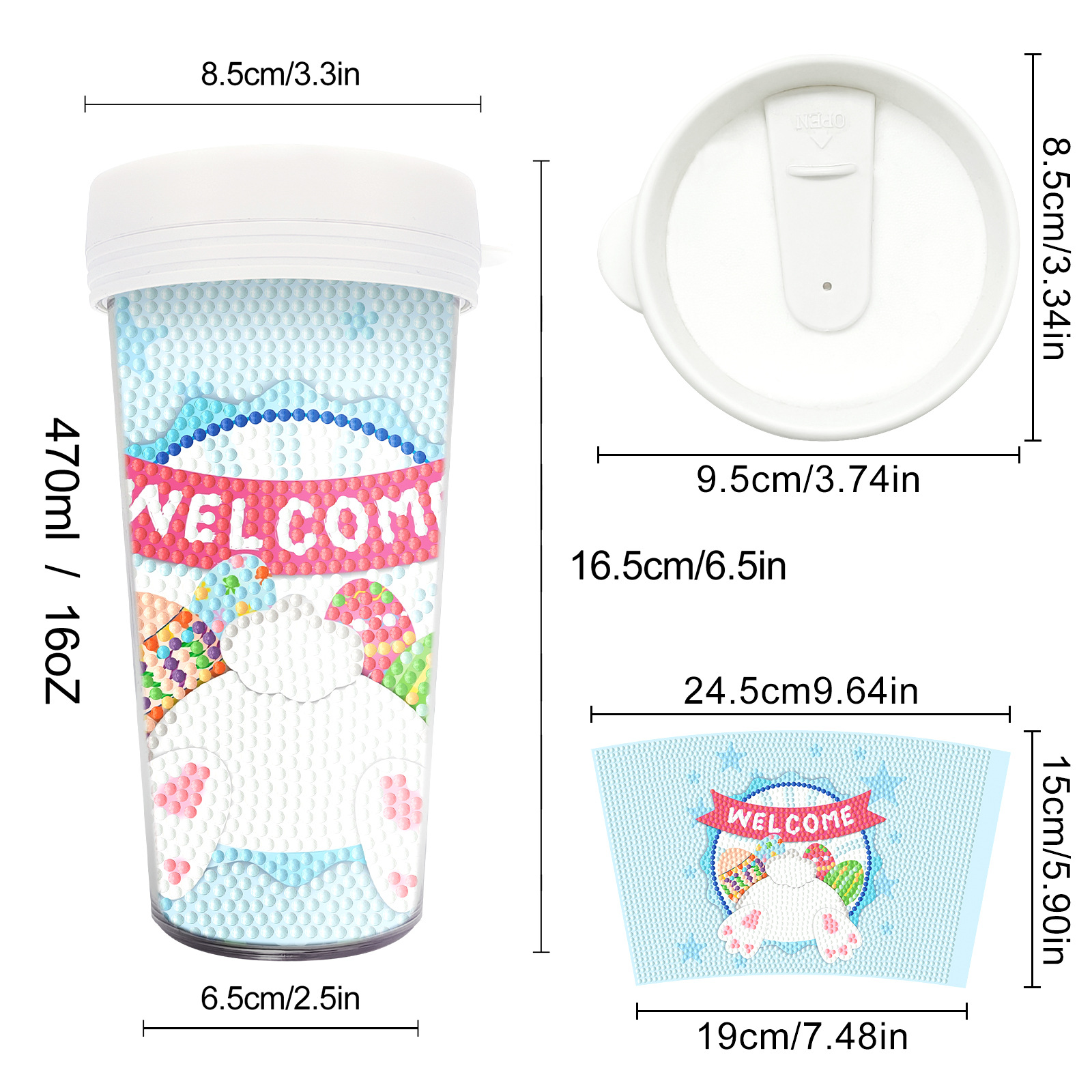 Pintura de diamantes seleccionada nueva taza de bricolaje pintura de diamantes completa etiqueta de artesanía de diamantes botella de agua para beber distribución al por mayor