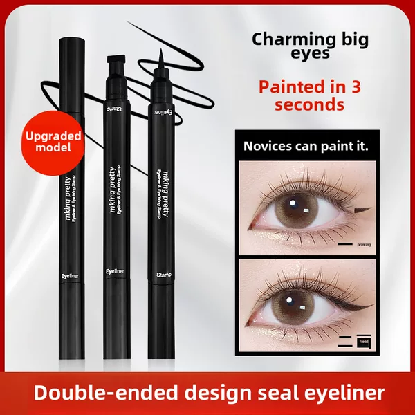 Mking Pretty Double-Ended Seal Eyeliner Waterproof and Sweat-Proof Long-Lasting Quick-Drying Liquid Eyeliner Pen Not Easy to Smudge for Women