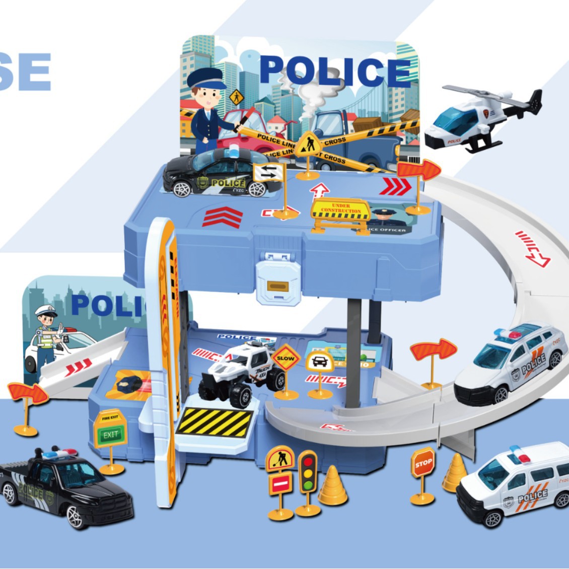 Comercio exterior aleación de niños ingeniería de automóviles de policía de bomberos deportivo pista de deslizamiento bolsa de estacionamiento de almacenamiento