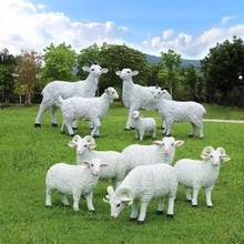 户外仿真羊山羊绵羊雕塑园林景区动物卡通玻璃钢庭院景观花园摆件