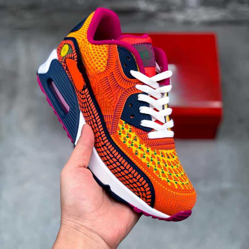 Max90 Shoes for Men and Women, Casual Inner Heightening Air Cushion Shoes, Day of the Dead Navy Blue Blue and White Porcelain Sneakers