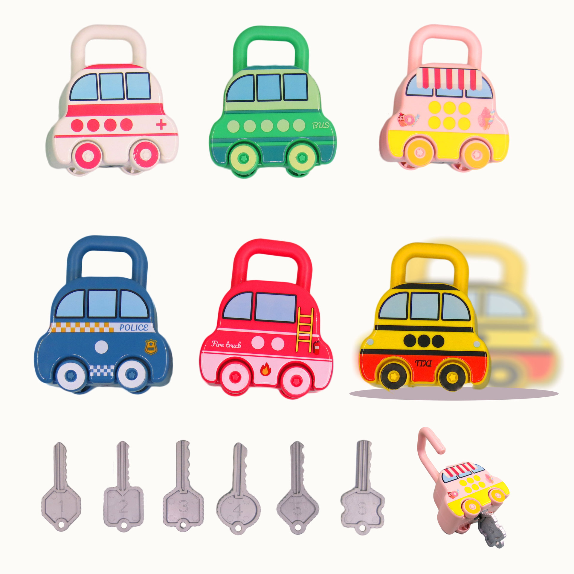 Nuevo bebé educación temprana cognitiva vehículo a juego clave scooter Montessori educación desbloqueo juguete