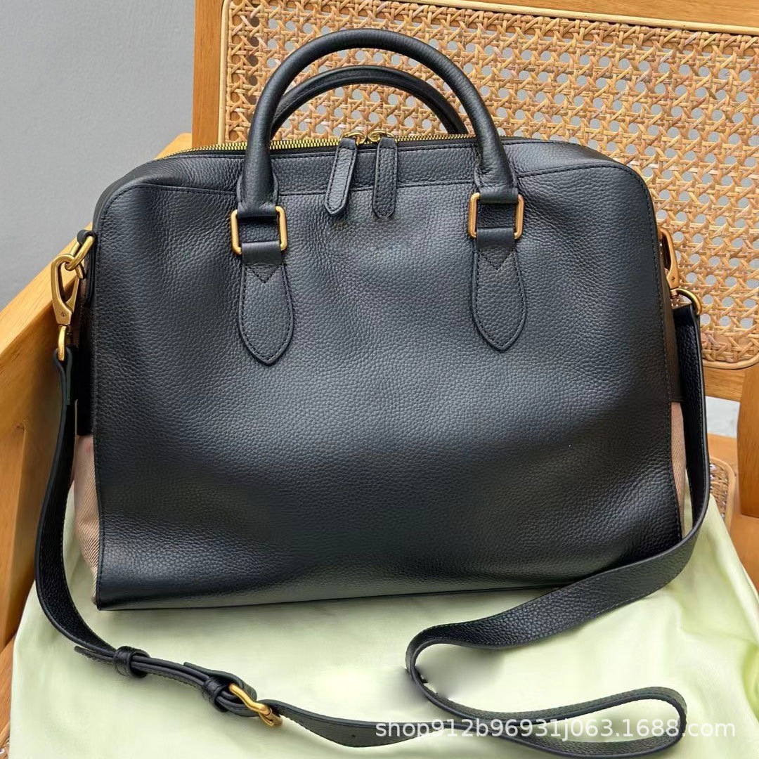 Men's side Cotton full leather briefcase handbag computer bag, messenger bag leather bag men's bag handbag horizontal