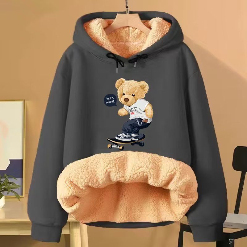 Damen Kapuzenpullover Aus Lammfell Für Paare Herbst Winter Mode_voghion.com