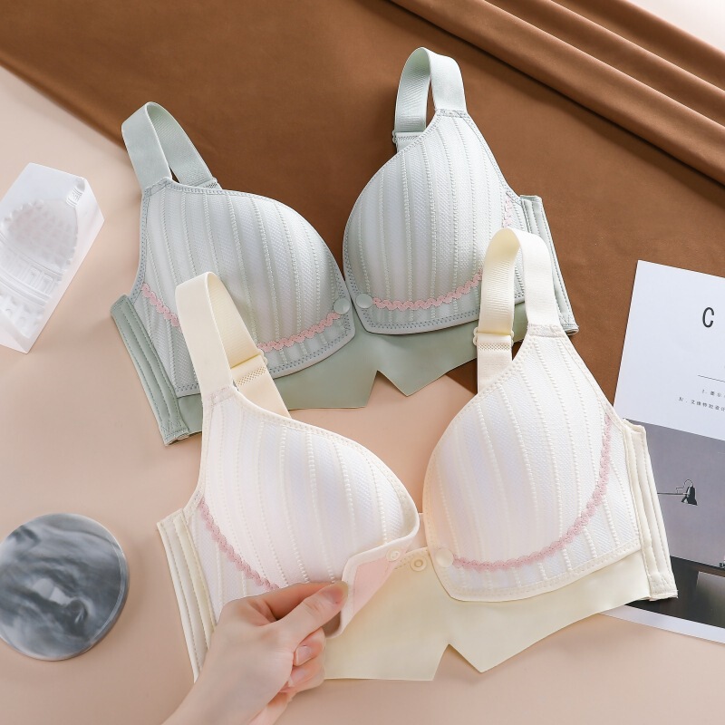 Factory Direct Sales Maternity Nursing Bra Front Buckle Without Rims Push-Up Postpartum Breastfeeding Special Nursing Bra
