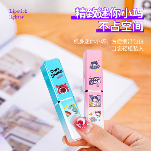 Gradient color cartoon lipstick lighter strawberry bear Kuromi purple pink lipstick lighter girl gift