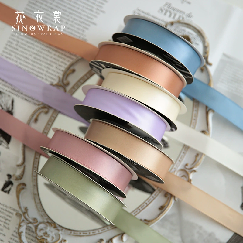 Цветочная одежда сплошной цвет атласная лента полиэстер лента цветочный букет цветочная лента лента атласная лента торт упаковка ленточный цветок