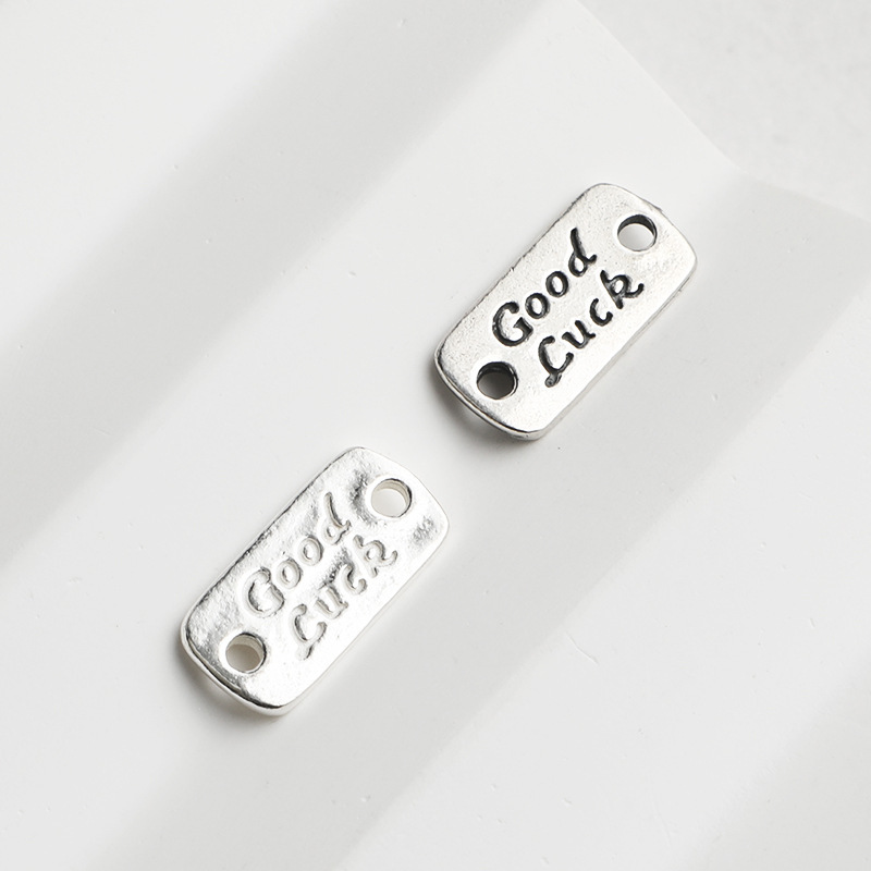 S925 Good Luck Square Pendant DIY Beaded Bracelet Necklace Sterling Silver Goodluck Charm Spacer Bead Accessories S925 Good Luck Square Pendant DIY Beaded Bracelet Necklace Sterling Silver Goodluck Charm Spacer Bead Accessories
