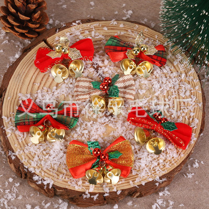 Christmas Decoration Bow Creative DIY Christmas Tree Bow Bell Hanging Ornaments Scene Arrangement Photo Props