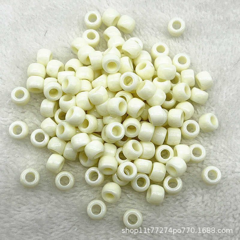 50個の6x9mmの大きな穴の玉のカラーの桶の玉のアクリルの材料のポニービーズのお下げのかつらの数珠の散珠|undefined