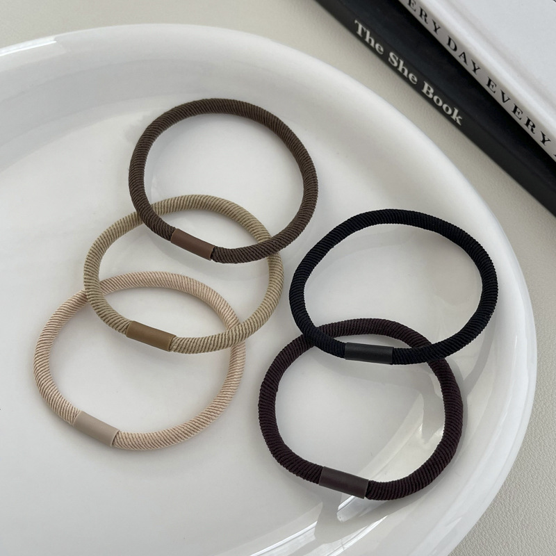Alta elasticidad y durabilidad como correa de goma para mujeres, color curry simple, cuerda de cabello de cola de caballo alta, anillo de cabello sin heridas de alta calidad