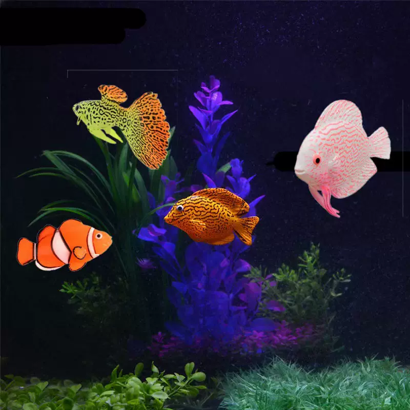 鱼缸造景仿真海洋鱼水族箱装饰品假鱼塑料会游动假鱼夜光鱼观赏鱼