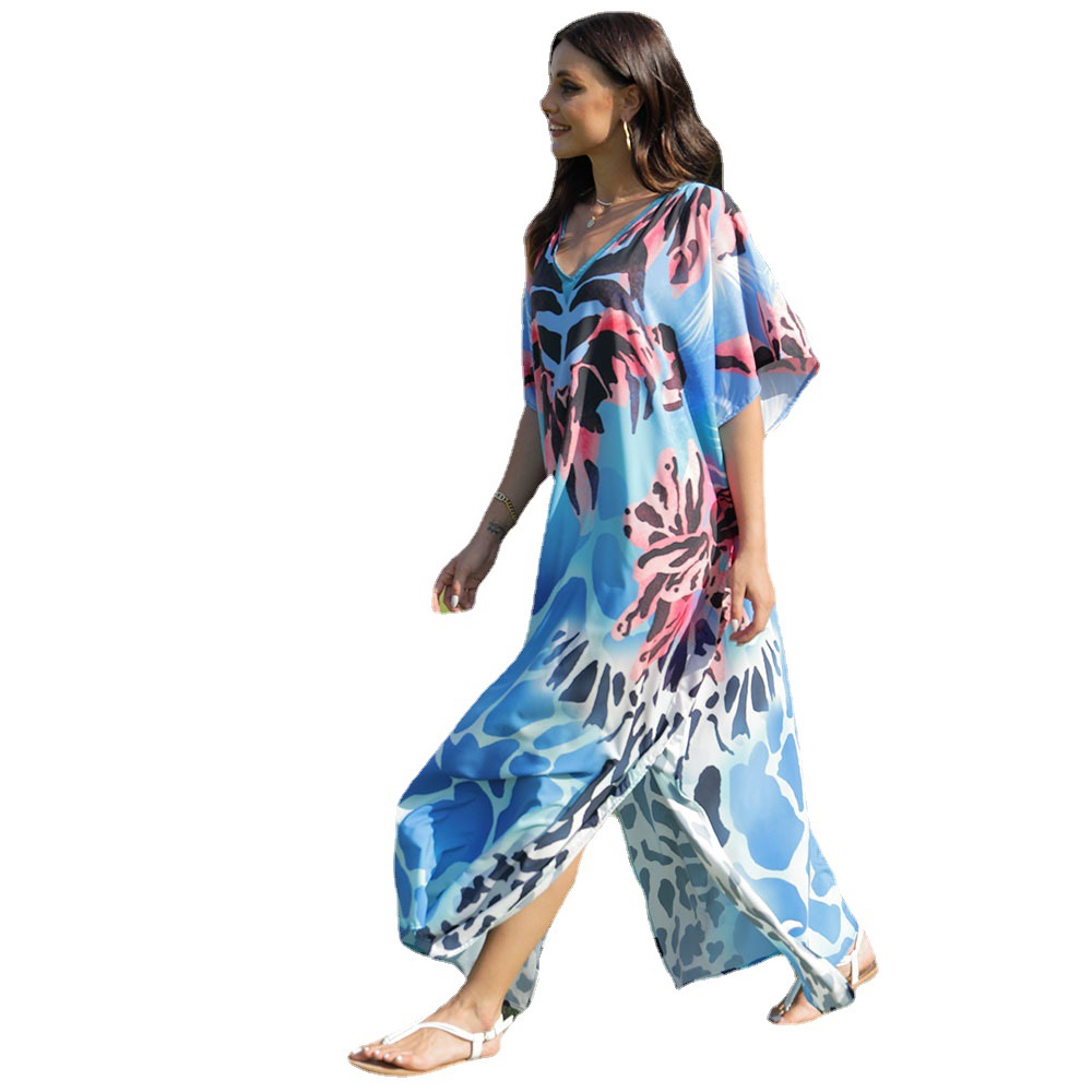 5D86 playa blusa posicionamiento impresión traje playa vacaciones falda bikini protector solar traje de baño transfronterizo Amazon