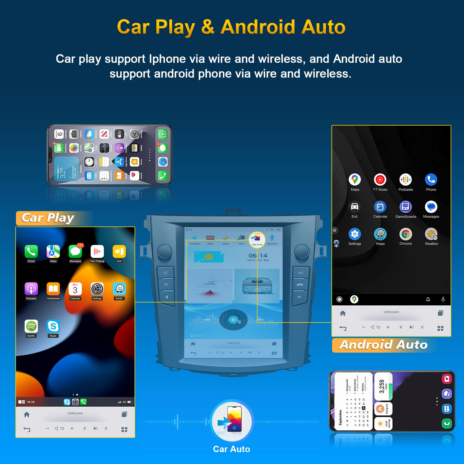 Toyota Corolla 2007-2012 Vertical Screen 10.4 inch Android Navigation