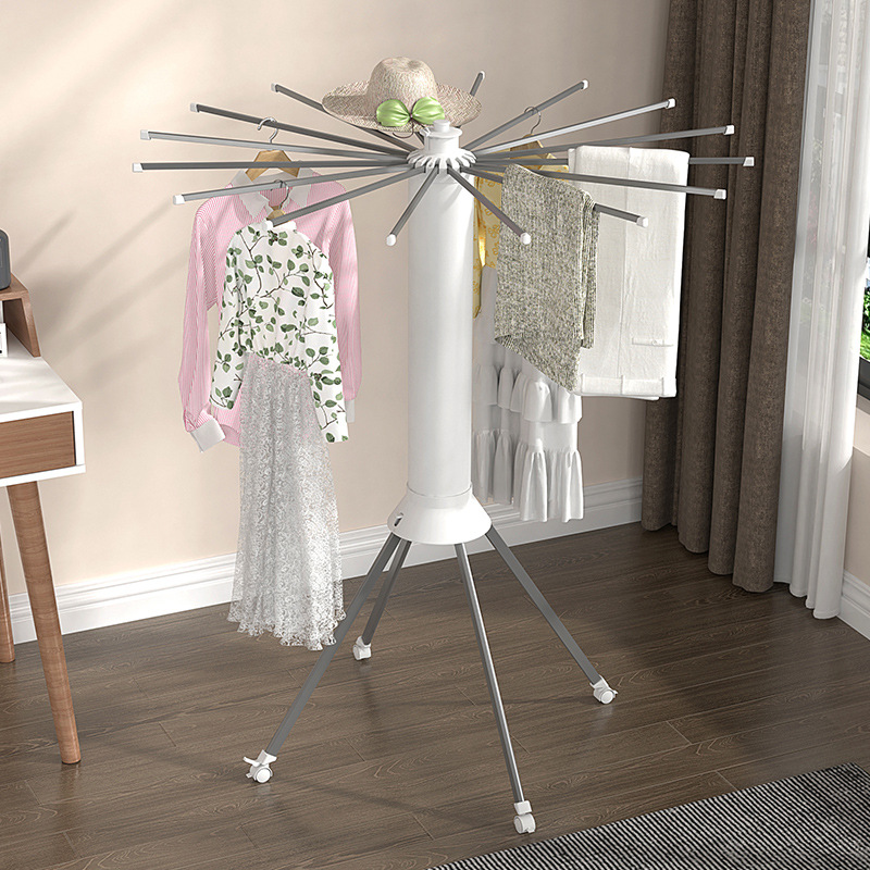 Floor-Standing Foldable Octopus Drying Rack with Wheels for Balcony Bedroom Household Invisible Storage Drying Rack Portable Drying Rack