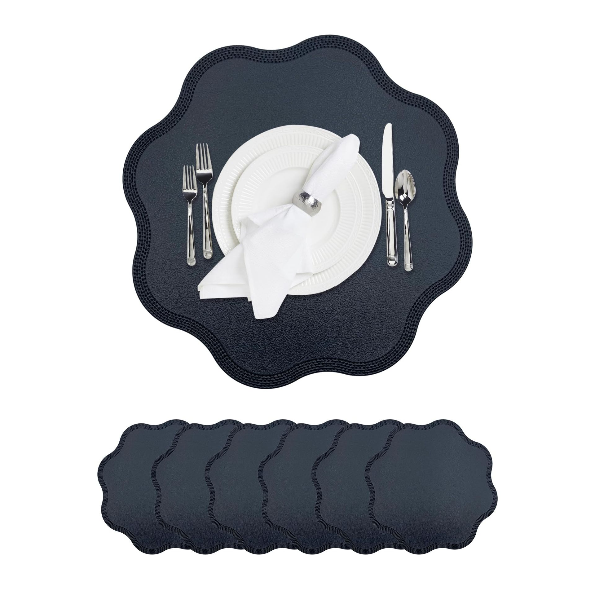 Nordic flor redonda mantel de cuero PVC mantel cocina AISLAMIENTO impermeable antideslizante estera de mesa de montaña al por mayor