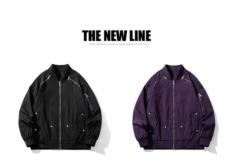 Men's Clothing simple autumn new jacket men's design retro street all match coat trendy loose baseball uniform_viptrois.com