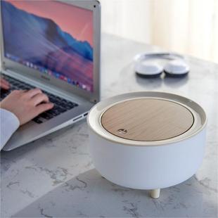 Round Wood Grain Trash Can Snack Box Press-Type Storage Bin Office Small Wastebasket Living Room Bedroom Dormitory Desk