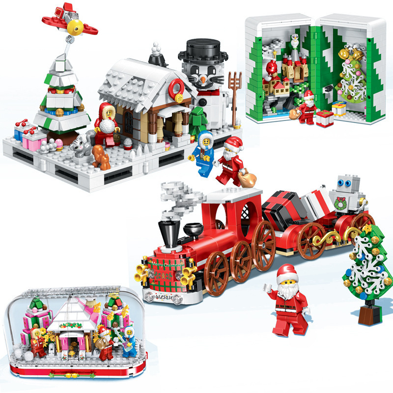 卫乐5034-36圣诞老人创意益智儿童拼装插小颗粒兼容乐高积木玩具