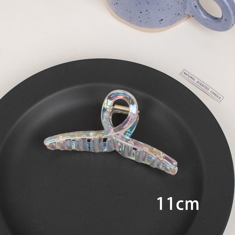 智贝SKU图_3韩国ins夏季人鱼姬镭射抓夹简约透明大号