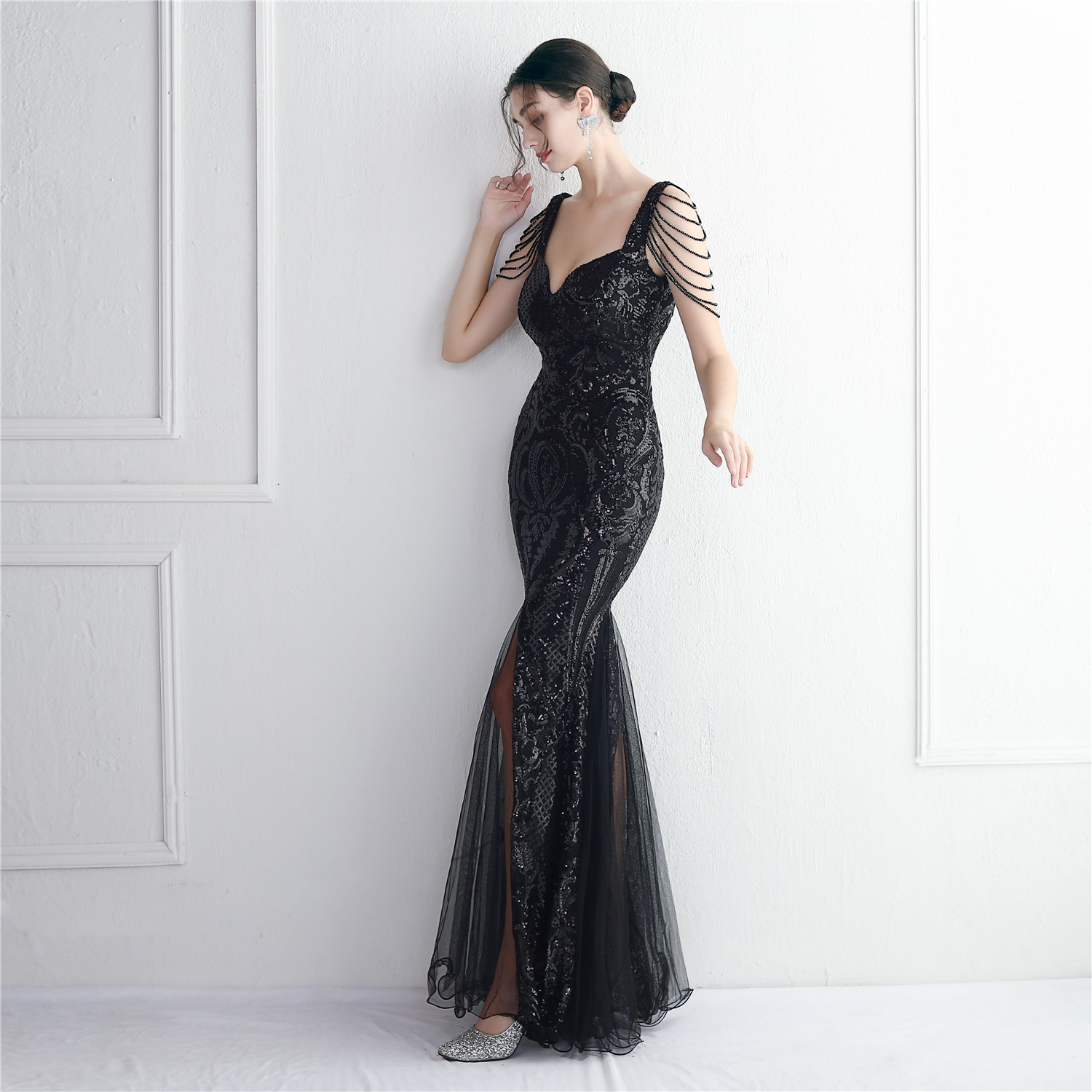 D9402 1810K VÁY ĐẦM LIỀN THÂN DỰ TIỆC NỮ YIEOUBA DÁNG ÔM BODY GỢI CẢM SEXY LƯỚI MỎNG THỜI TRANG NỮ G05 SẢN PHẨM MỚI