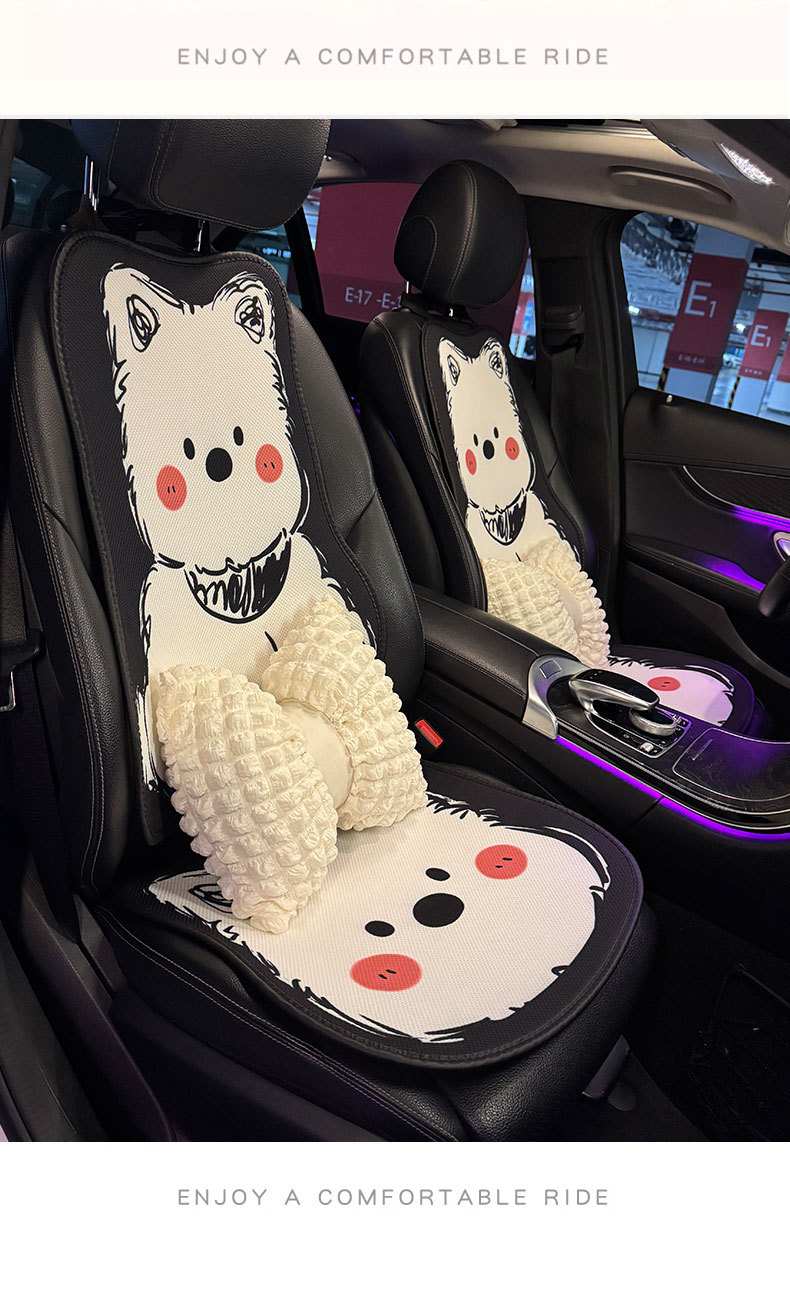 Car Seat Cushion, Universal for All Seasons, High-End, Cute Cartoon Design, Women's Car Seat Cover, Seat Cushion, Car Mat, Summer Seat Cover