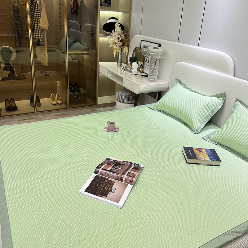 Category AMaternal And Infant Grade Ice-feel Soft Mat Ice Silk Machine Washable PEWaffle Bed Sheet Solid Color Washable Summer Style
