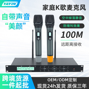 Wireless Microphone One-To-Two Full Metal U-Band Adjustable Frequency Professional Ktv Home Performance Microphone