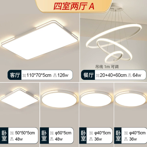 【Regular】A-side luminous chandelier with four bedrooms and two living rooms